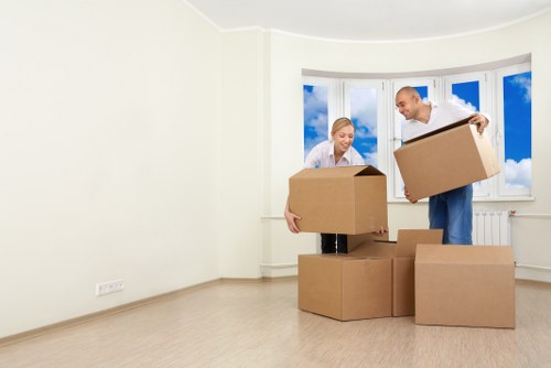 Removal van loading for a residential move in Harlington with access considerations