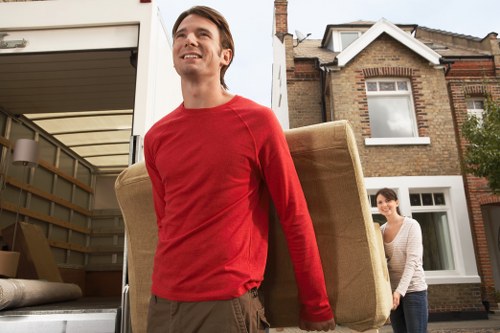 Local moving team preparing a truck for a Harlington property move