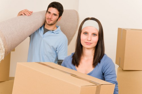 Local movers handling furniture and loading in Harlington residential streets