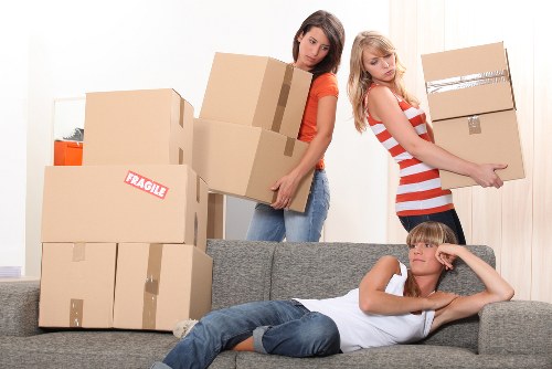 Household furniture being prepared for transport in Harlington