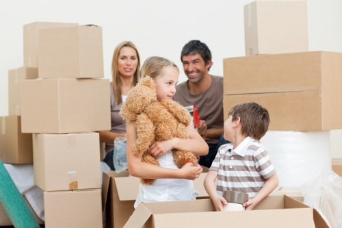 Packed moving van in a Harlington residential street